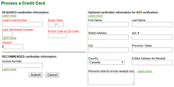 Process Credit Card Form